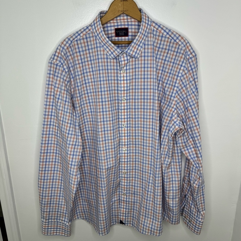 UNTUCKit Men's Blue and Orange Plaid Shirt